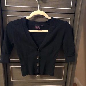 Black Crop Cardigan with Buttons